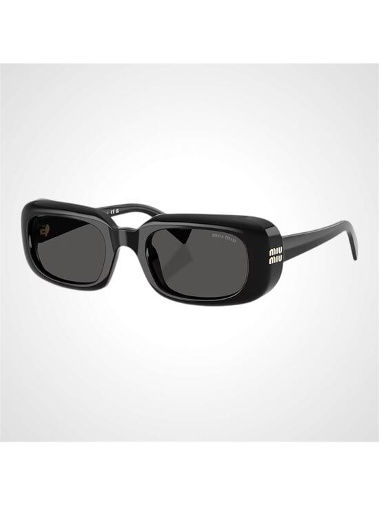 New MIU MIU Sunglasses Black Rectangle Reverie Womens Gray Lens Authentic
